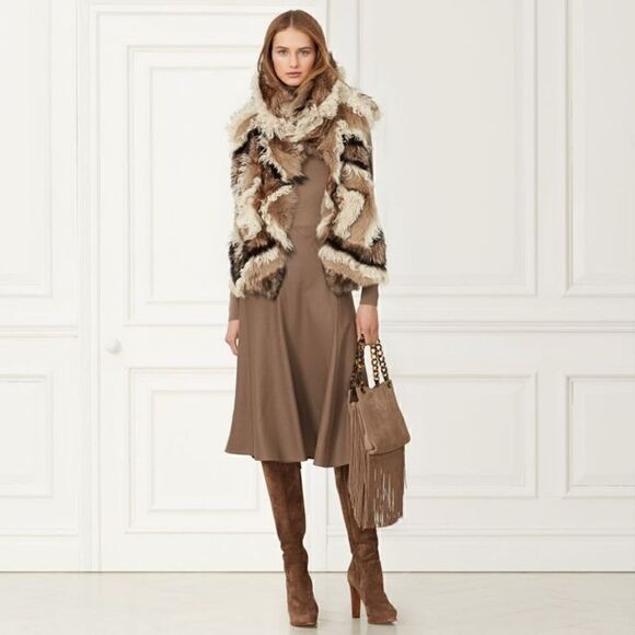 Ralph Lauren Collection ~ Fall 15 Geometric Multi Patchwork Lamb Shearling Vest - Picture 7 of 17